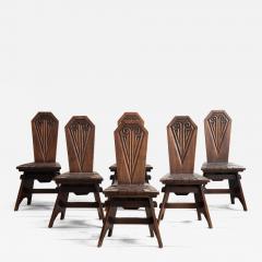 Joseph Savina 20th c Set of six chairs by Joseph Savina - 4344441