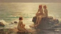 Joseph Tomanek Joseph Tomanek Painting Nudes in Moon lit Shore  - 1255693