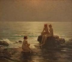 Joseph Tomanek Joseph Tomanek Painting Nudes in Moon lit Shore  - 1257183