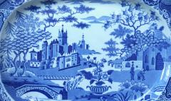 Josiah Spode II Spode Gothic Castles Large Blue and White Staffordshire Platter circa 1815 - 2941856