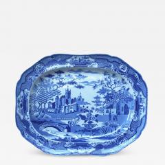 Josiah Spode II Spode Gothic Castles Large Blue and White Staffordshire Platter circa 1815 - 2948492