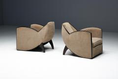 Joubert et Petit DIM Pair of Art Deco Club Chairs in the Style of Joubert Petit France 1940s - 4706729