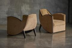 Joubert et Petit DIM Pair of Art Deco Club Chairs in the Style of Joubert Petit France 1940s - 4706772