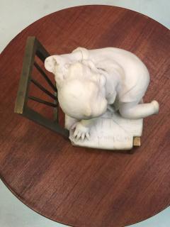 Juan Clara JUAN CLARA MARBLE CHILD ON BRONZE CHAIR SCULPTURE - 801266