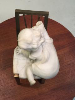 Juan Clara JUAN CLARA MARBLE CHILD ON BRONZE CHAIR SCULPTURE - 801267
