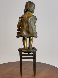 Juan Clara JUAN CLARA POLYCHROMED METAL AND BRONZE CHILD WITH SHOES SCULPTURE - 1033761