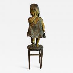 Juan Clara JUAN CLARA POLYCHROMED METAL AND BRONZE CHILD WITH SHOES SCULPTURE - 1034171