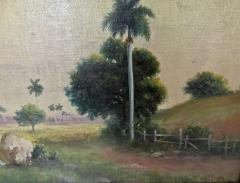 Juan Gil Garcia Cuban 1879 1930 Landscape with Palms Oil on Canvas on board - 1060893