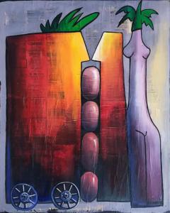 Juan Navarrete Abstract Mixed Media Painting Juan Navarette Cuban American Artist - 3558901