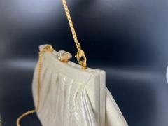 Judith Leiber Judith Leiber White Cream Lizard Leather Clutch or Handbag - 3987957