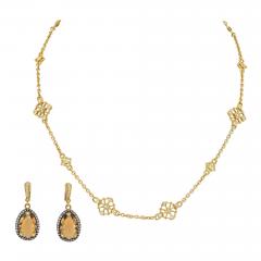 Judith Ripka JUDITH RIPKA 18K YELLOW GOLD NECKLACE EARRINGS JEWELRY SET - 2688837