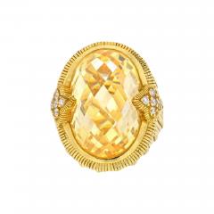 Judith Ripka JUDITH RIPKA 18K YELLOW GOLD OVAL CHECKERBOARD QUARTZ AND DIAMOND RING - 2294843