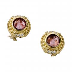 Judith Ripka Judith Ripka 18kt Carved Tourmaline Earrings with Diamonds - 153191