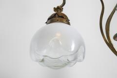 Jugend Ceiling Lamp in Patinated Brass and Glass Europe early 20th century - 3227778