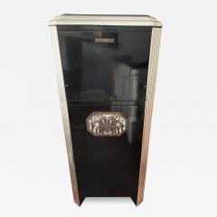 Jules Bouy BLACK AND SILVER ART DECO CABINET WITH NICKELED BRONZE HANDLES FOUNTAIN PLAQUE - 3360481