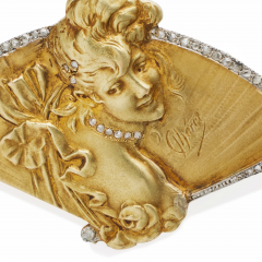 Jules Cheret Jules Ch ret Art Nouveau 18K Gold and Rose cut Diamond Brooch - 3468332