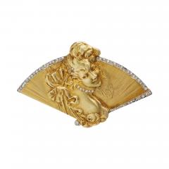 Jules Cheret Jules Ch ret Art Nouveau 18K Gold and Rose cut Diamond Brooch - 3471580