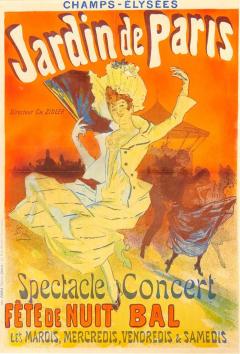 Jules Cheret Original Jules Cheret Jardins de Paris Poster 1890 Art Nouveau - 3009386