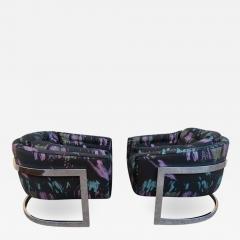 Jules Heumann Gorgeous Pair of Metropolitan Wide Seat Chrome Barrel Back Lounge Chairs - 1660337
