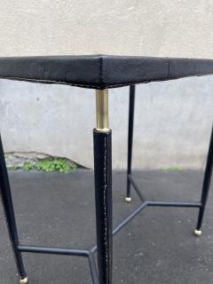 Jules Leleu 1950s Stitched leather side table by Jules Leleu - 3993868