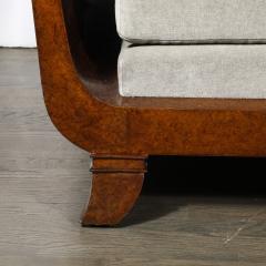Jules Leleu Art Deco Lupe de Amboyna Wood Taupe Mohair Upholstery Daybed Attr Jules Leleu - 4623011
