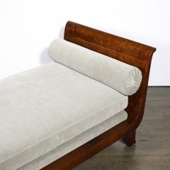Jules Leleu Art Deco Lupe de Amboyna Wood Taupe Mohair Upholstery Daybed Attr Jules Leleu - 4623021