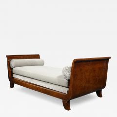 Jules Leleu Art Deco Lupe de Amboyna Wood Taupe Mohair Upholstery Daybed Attr Jules Leleu - 4623556
