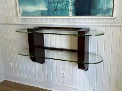 Jules Leleu Art Deco Wall Console by Jules Leleu Signed Wood and Thick Glass circa 1935 - 4601874
