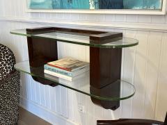 Jules Leleu Art Deco Wall Console by Jules Leleu Signed Wood and Thick Glass circa 1935 - 4601875