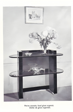 Jules Leleu Art Deco Wall Console by Jules Leleu Signed Wood and Thick Glass circa 1935 - 4601877