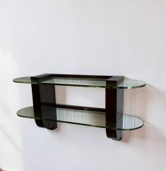 Jules Leleu Art Deco Wall Console by Jules Leleu Signed Wood and Thick Glass circa 1935 - 4602290