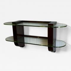 Jules Leleu Art Deco Wall Console by Jules Leleu Signed Wood and Thick Glass circa 1935 - 4602291