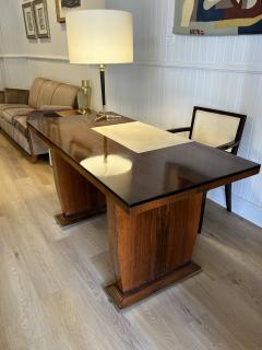 Jules Leleu Art Deco rosewood desk by Jules Leleu with a central parchment writing surface - 4596216