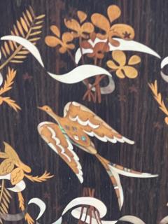 Jules Leleu FRENCH ART DECO MACASSAR BED EXQUISITE BIRD MOTIF INLAY NICKEL BRONZE SABOTS - 3683587