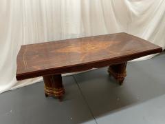 Jules Leleu French Art Deco Dining Table by Jules Leleu Refinished Double Pedestal - 2656114