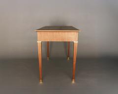 Jules Leleu Jules Leleu A French 1950s 3 Drawer Walnut Writing Table with Brass Details - 4222198