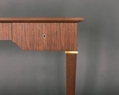 Jules Leleu Jules Leleu A French 1950s 3 Drawer Walnut Writing Table with Brass Details - 4222200