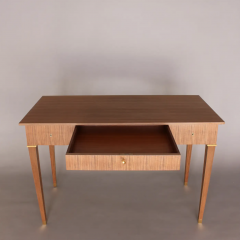 Jules Leleu Jules Leleu A French 1950s 3 Drawer Walnut Writing Table with Brass Details - 4222207
