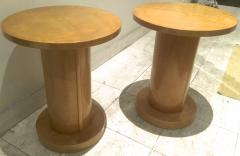 Jules Leleu Jules Leleu Pair of Charming Sycamore Cylinder Coffee Table or Side Tables - 449396