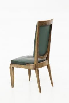 Jules Leleu Jules Leleu Vintage Chairs in Wood and Green Leather - 3652685