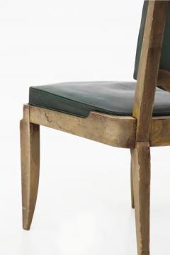 Jules Leleu Jules Leleu Vintage Chairs in Wood and Green Leather - 3652741