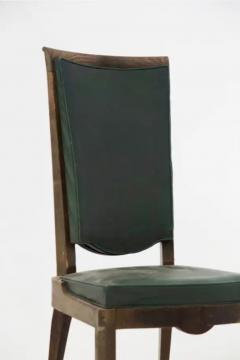 Jules Leleu Jules Leleu Vintage Chairs in Wood and Green Leather - 3652764