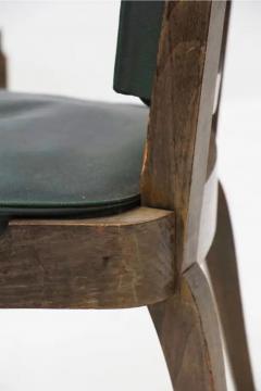 Jules Leleu Jules Leleu Vintage Chairs in Wood and Green Leather - 3652765