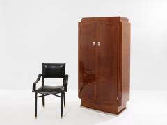 Jules Leleu Jules Leleu mahogany cabinet nickeled metal 1930 - 4587487