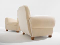 Jules Leleu Jules Leleu pair of club armchairs white mohair velvet 1940s - 4341457