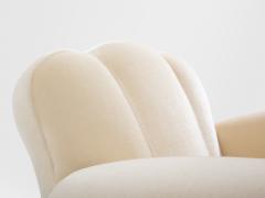 Jules Leleu Jules Leleu pair of club armchairs white mohair velvet 1940s - 4341458