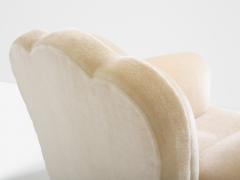 Jules Leleu Jules Leleu pair of club armchairs white mohair velvet 1940s - 4341460