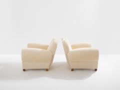 Jules Leleu Jules Leleu pair of club armchairs white mohair velvet 1940s - 4341461