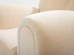 Jules Leleu Jules Leleu pair of club armchairs white mohair velvet 1940s - 4341462