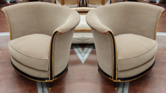 Jules Leleu Jules Leleu rarest documented early Art Deco refined pair of chairs - 2343880